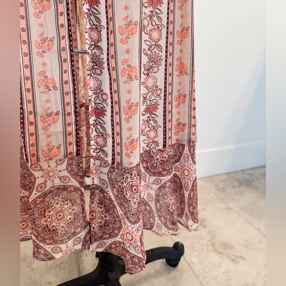 FOREVER 21 NWOT Sheer chiffon boho duster robe in a vintage print size SMALL - Picture 6 of 8